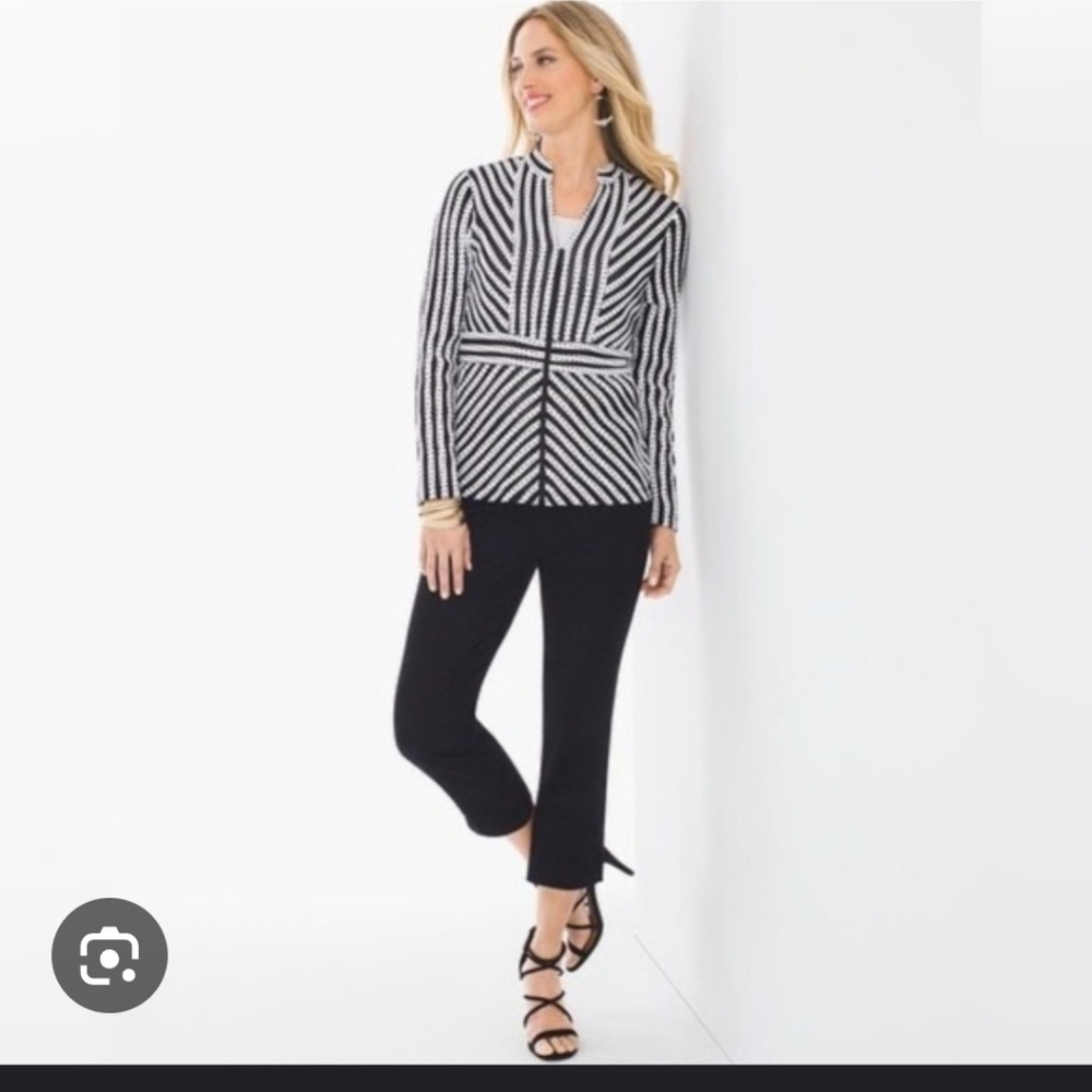 NWT Chico's Travelers Collection Dottie striped Jacket Semi Sheer New Year's 3X